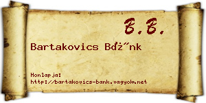 Bartakovics Bánk névjegykártya